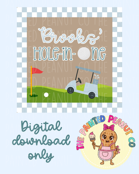 "Hole-in-one" first birthday theme digital banner mockup template