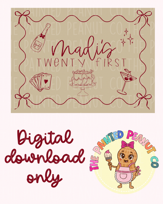 Twenty first birthday digital banner mockup template