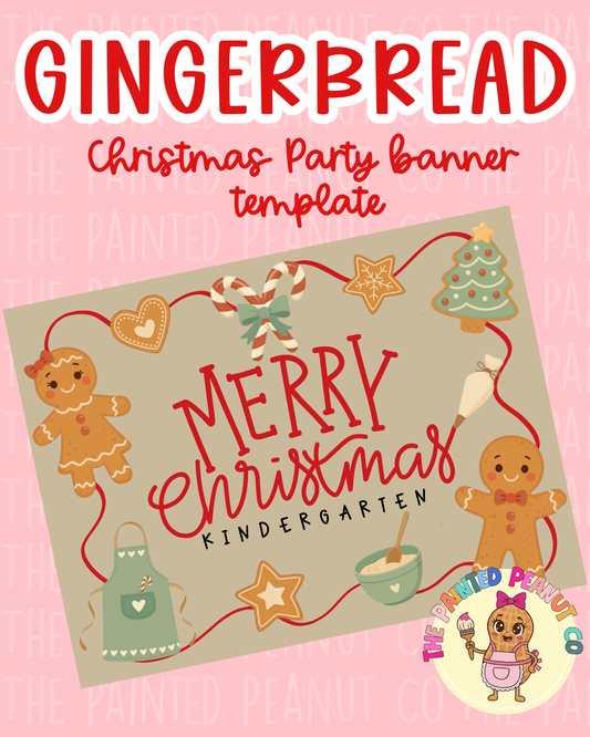 Gingerbread Christmas Digital Banner Mockup Template
