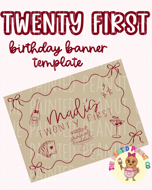 Twenty first birthday digital banner mockup template